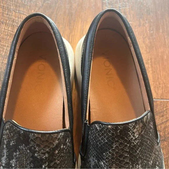 Vionic Dinora Boa Black & Snake Print Leather Platform Slip-on Sneaker US 7 - Picture 3 of 9